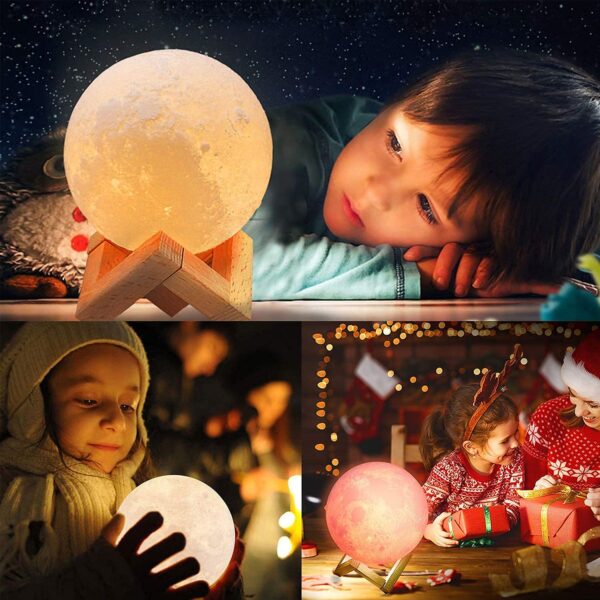 3D Moon Lamp 7 Colour 15 cm Changeable Sensor Moon Night Lamp for Bedroom, Touch Lamp, Moonlight Lamp with Stand & USB for Bedside, Valentine Gifts, Festival Gifts, Corporate Gifts, Wedding Gift - Image 6