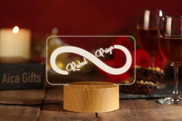 AICA Acrylic Personalized Couple Name Infinity Led Lamp- Wedding Anniversary Marriage Valentine Gifts For Couple Friends Husband Wife, Brown - Image 5