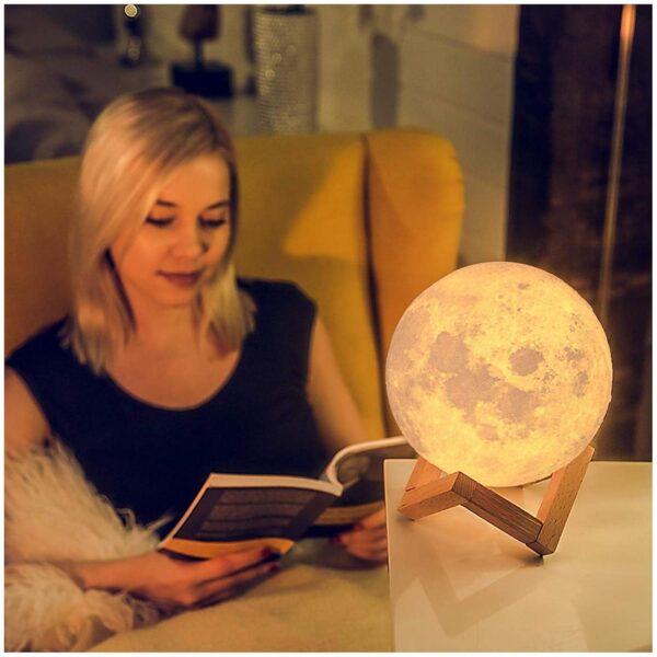 3D Moon Lamp 7 Colour 15 cm Changeable Sensor Moon Night Lamp for Bedroom, Touch Lamp, Moonlight Lamp with Stand & USB for Bedside, Valentine Gifts, Festival Gifts, Corporate Gifts, Wedding Gift - Image 7