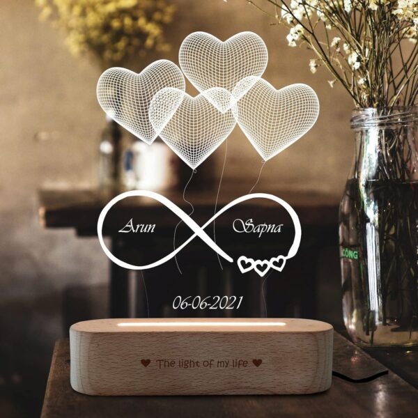 ZOCI VOCI Anniversary Gift for Wife - 3D Illusion Heart Lamp | Engraved Night Lamps Personalized Gifts for Wedding Customized Gifts for Couple | Marriage Gifts (3D Illusion - Medium) - Image 4