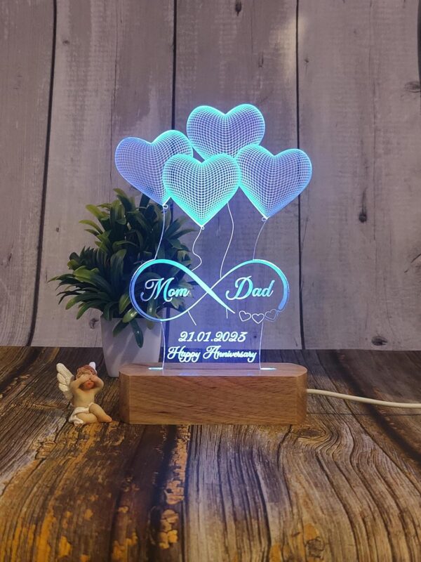 Artistic Gifts 3D Illusion Personalized LED Table Lamp for Couples| Neon Light Customized Name Night Lamp for Wedding Anniversary Marriage Couple Gifts for Parents, Wife, Husband. Multi Design 5 - Image 9