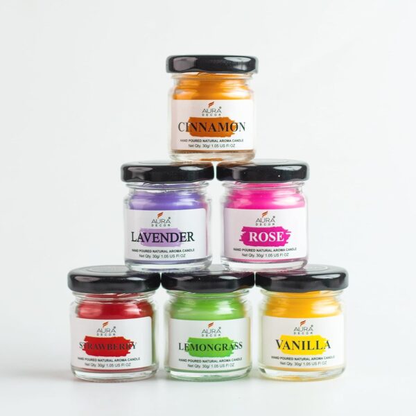 AuraDecor Fragrance Jar Candle Set of 6 || Fragrance Candles for Home || Scented Candles || Jar Candles || Fragrance Candle || Home Decoration(Paraffin Wax) - Image 5