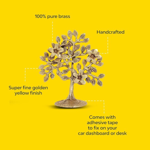 10Club Pure Brass Kalpavriksha Tree Showpiece (6.6 inches, 500 gram) Tree of Life - Home Decor - Gift for Good Luck Vastu and Fengshui - Best in Living Room Table Decoration with Antique Polish - Image 7