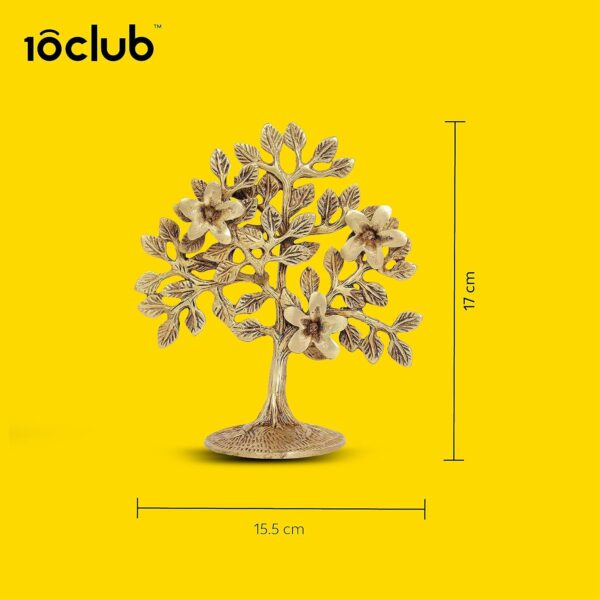10Club Pure Brass Kalpavriksha Tree Showpiece (6.6 inches, 500 gram) Tree of Life - Home Decor - Gift for Good Luck Vastu and Fengshui - Best in Living Room Table Decoration with Antique Polish - Image 6