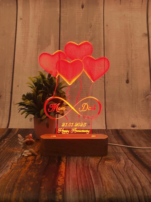Artistic Gifts 3D Illusion Personalized LED Table Lamp for Couples| Neon Light Customized Name Night Lamp for Wedding Anniversary Marriage Couple Gifts for Parents, Wife, Husband. Multi Design 5 - Image 6