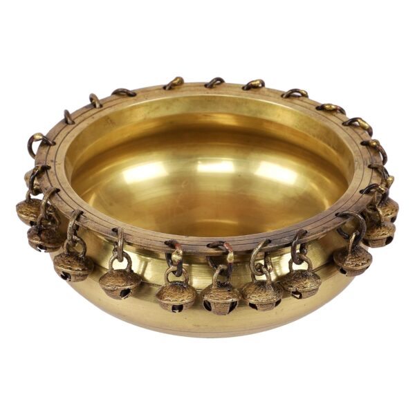 Two Moustaches Ethnic Traditional 6 Inches Brass Urli Bowl with Bells Showpiece, Brass Urli for Decor, Housewarming Gifts, Standard, Pack of 1 - Image 5