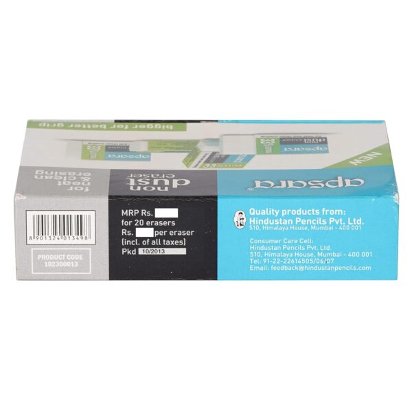 Apsara Non Dust Eraser Regular | Erases Gently | No Paper Damage | High Quality Material | Soft & Smooth | Residue sticks to eraser | Use for Students, Artists, Professionals | Pack of 20 Erasers - Image 5