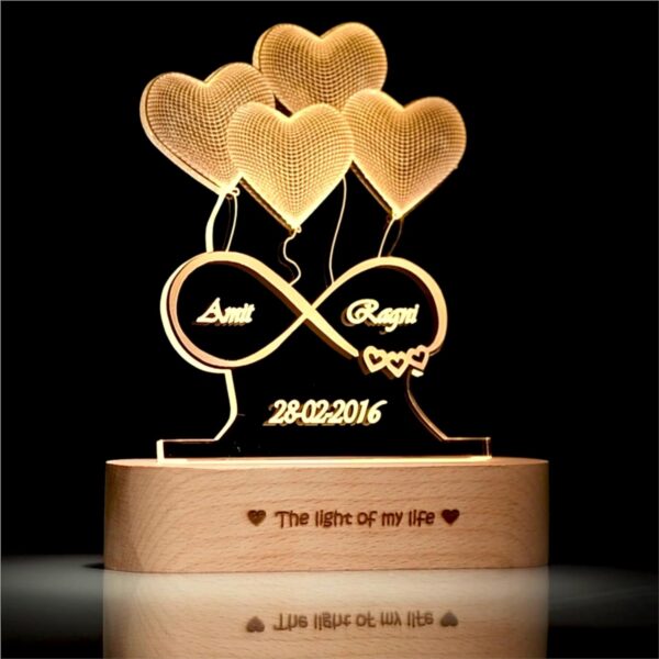 ZOCI VOCI Anniversary Gift for Wife - 3D Illusion Heart Lamp | Engraved Night Lamps Personalized Gifts for Wedding Customized Gifts for Couple | Marriage Gifts (3D Illusion - Medium) - Image 5