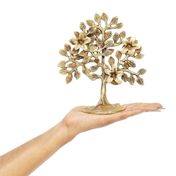 10Club Pure Brass Kalpavriksha Tree Showpiece (6.6 inches, 500 gram) Tree of Life - Home Decor - Gift for Good Luck Vastu and Fengshui - Best in Living Room Table Decoration with Antique Polish - Image 5