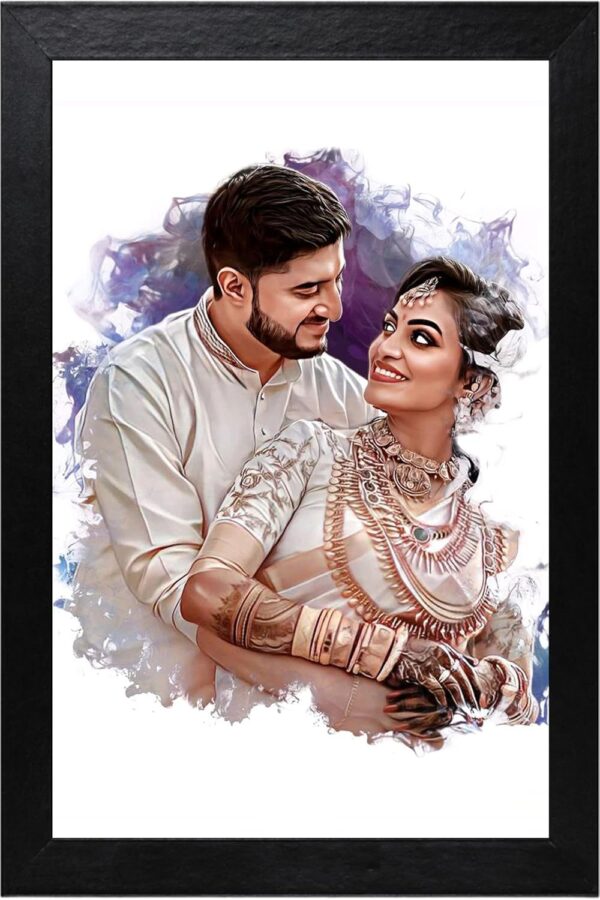 Vsk Sketch Art Photo Frame with Customized Handmate Digital Art Painting & Oil Painting For Birthday, Valentines Day, Wedding Day, Mothrs day,Fathers day (Black) - Image 4
