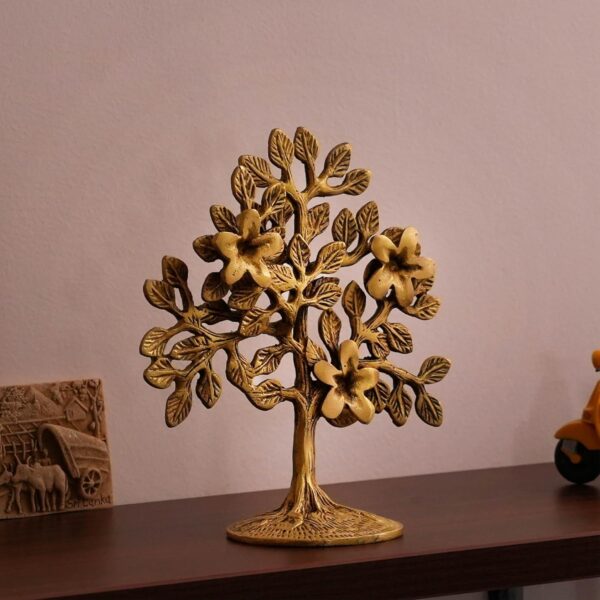 10Club Pure Brass Kalpavriksha Tree Showpiece (6.6 inches, 500 gram) Tree of Life - Home Decor - Gift for Good Luck Vastu and Fengshui - Best in Living Room Table Decoration with Antique Polish - Image 3