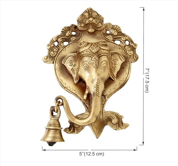 Two Moustaches Ganesha Wall Hanging with Bell - Diya Gift Items, Mandir Decorations, Gift for Housewarming, Gift for Marriage, Ganesh Murti, Ganesha Idol for Gift, Pack Of 1 - Image 5