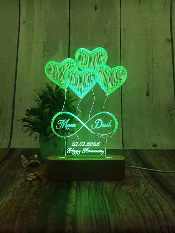 Artistic Gifts 3D Illusion Personalized LED Table Lamp for Couples| Neon Light Customized Name Night Lamp for Wedding Anniversary Marriage Couple Gifts for Parents, Wife, Husband. Multi Design 5 - Image 5