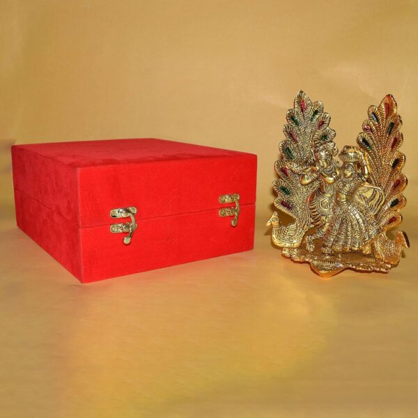 Amazon Brand - Umi Metal Radha Krishna Idol Showpiece Diya with Gift Box, Wedding Anniversary Marriage House Warming Ceremony Gifts Gift Items Diwali Decoration Items (Set of 1) - Image 3