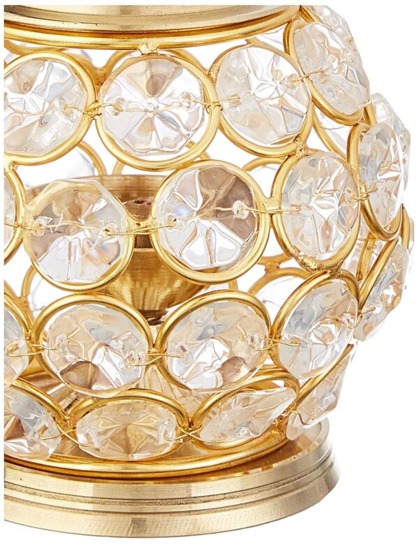 Amazon Brand - Solimo Akhand Diya/Oil Lamp for Puja, Home Décor and Diwali, Matki Shape, Brass-and-Crystal (Medium) - Image 8