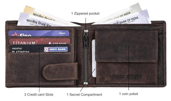 URBAN FOREST Leo Vintage Brown Leather Wallet for Men - Image 4