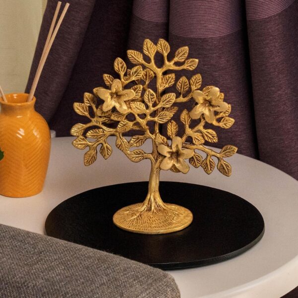10Club Pure Brass Kalpavriksha Tree Showpiece (6.6 inches, 500 gram) Tree of Life - Home Decor - Gift for Good Luck Vastu and Fengshui - Best in Living Room Table Decoration with Antique Polish - Image 2