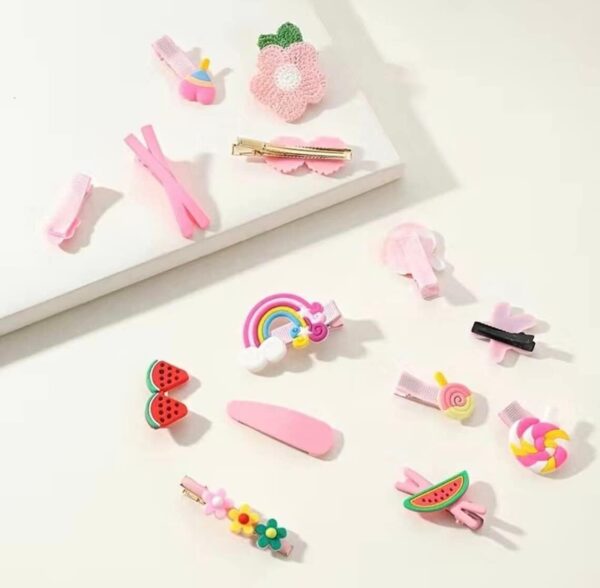 Wazdorf Girls Hair Pins with Clear Bag, Baby Hair Clips Cute Cute Fruit Cartoon Animal Hair Pin for Kids Hair Clip for Women Girls Hair Accessories (PINK) - Image 3