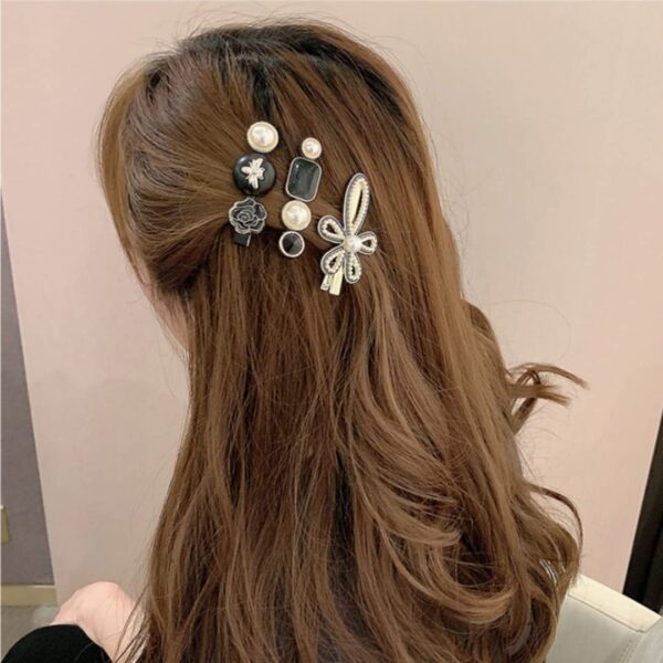 Annacreations Korean Fashion Style Pearl Rhinestone Metal Hair Clips Hair Pin Stylish Hair Accessories Jewellery For Women's And Girls (Pack of 11 Pcs) - Image 10