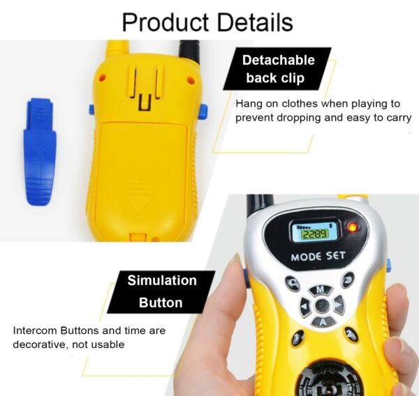 VGRASSP Walkie Talkie Toys for Kids 2 Way Radio Toy for 3-12 Year Old Boys Girls, Up to 20 Meter Outdoor Range Yellow - Image 6