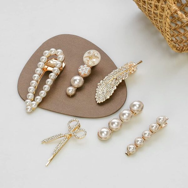 Annacreations Korean Fashion Style Pearl Rhinestone Metal Hair Clips Hair Pin Stylish Hair Accessories Jewellery For Women's And Girls (Pack of 11 Pcs) - Image 3