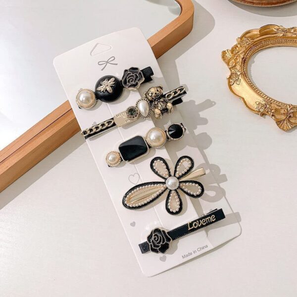 Annacreations Korean Fashion Style Pearl Rhinestone Metal Hair Clips Hair Pin Stylish Hair Accessories Jewellery For Women's And Girls (Pack of 11 Pcs) - Image 9
