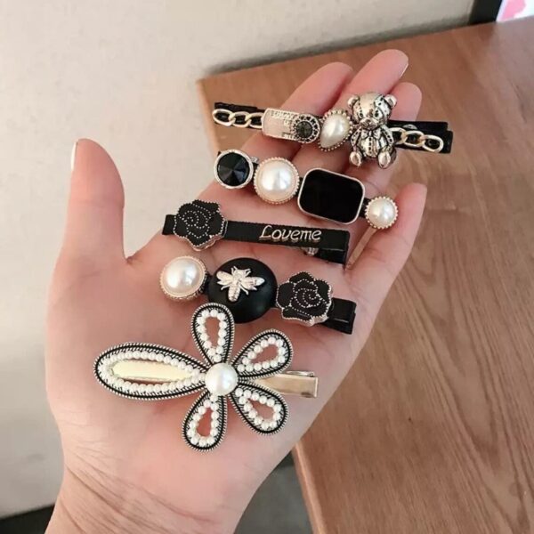 Annacreations Korean Fashion Style Pearl Rhinestone Metal Hair Clips Hair Pin Stylish Hair Accessories Jewellery For Women's And Girls (Pack of 11 Pcs) - Image 7