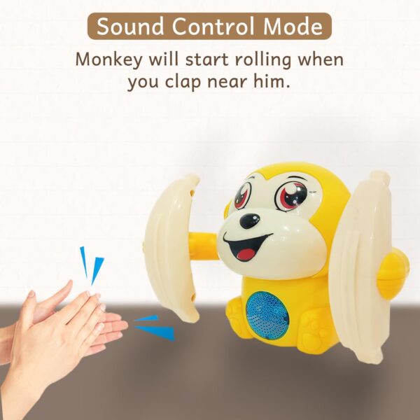 Wembley Dancing Monkey Musical Toy for Kids Baby Spinning Rolling Doll Tumble Toy with Voice Control Musical Light and Sound Effects with Sensor - ISI Mark - Multicolor - Image 5