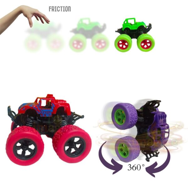 Toy Imagine 4x4 Mini Monster Friction Power Truck Pack of 2 Kids Age 3-8 | 360 Drift Stunt Car | Push & Go Forward | Off-Road Toy Car | Best Birthday Gift for Baby Boys & Girls. (Colour May Vary) - Image 6