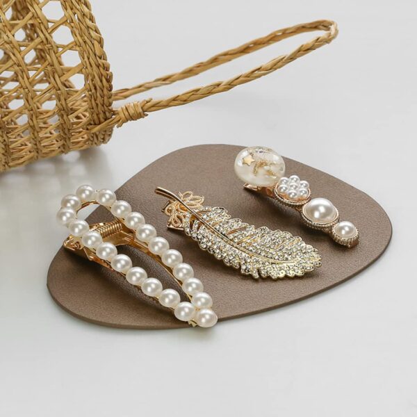 Annacreations Korean Fashion Style Pearl Rhinestone Metal Hair Clips Hair Pin Stylish Hair Accessories Jewellery For Women's And Girls (Pack of 11 Pcs) - Image 6