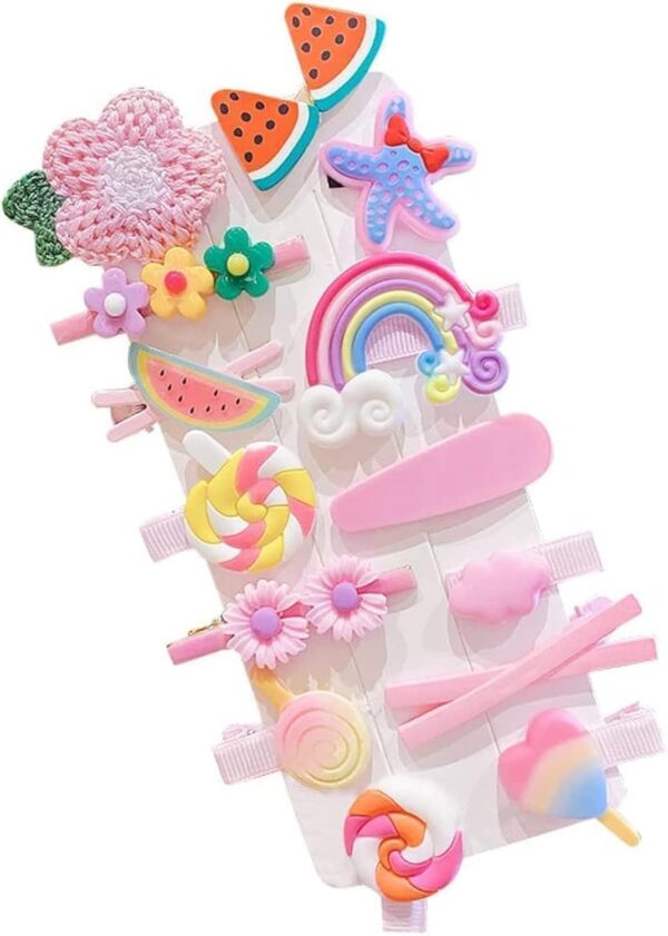 Wazdorf Girls Hair Pins with Clear Bag, Baby Hair Clips Cute Cute Fruit Cartoon Animal Hair Pin for Kids Hair Clip for Women Girls Hair Accessories (PINK) - Image 2