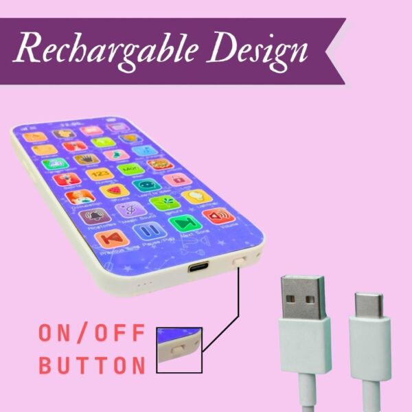 Amitasha Educational Phone Toys for 2-12 Years Kids Rechargeable 24 Modes Talking Baby Smart Phone Mobile Toy for Boys Girls Christmas Gift Birthday Surprise - Image 5