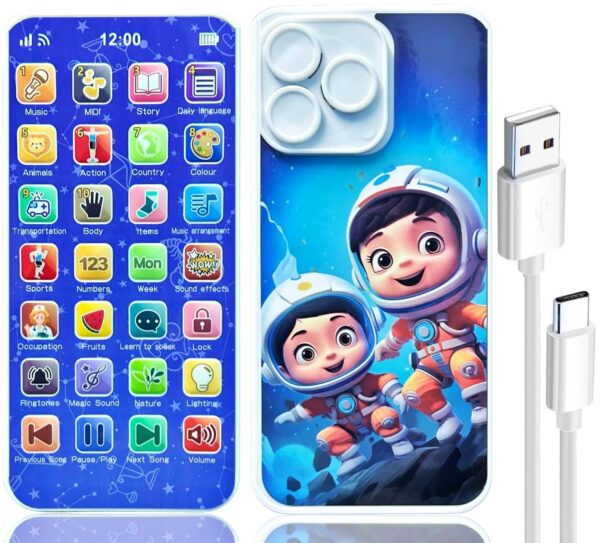 Amitasha Educational Phone Toys for 2-12 Years Kids Rechargeable 24 Modes Talking Baby Smart Phone Mobile Toy for Boys Girls Christmas Gift Birthday Surprise - Image 2