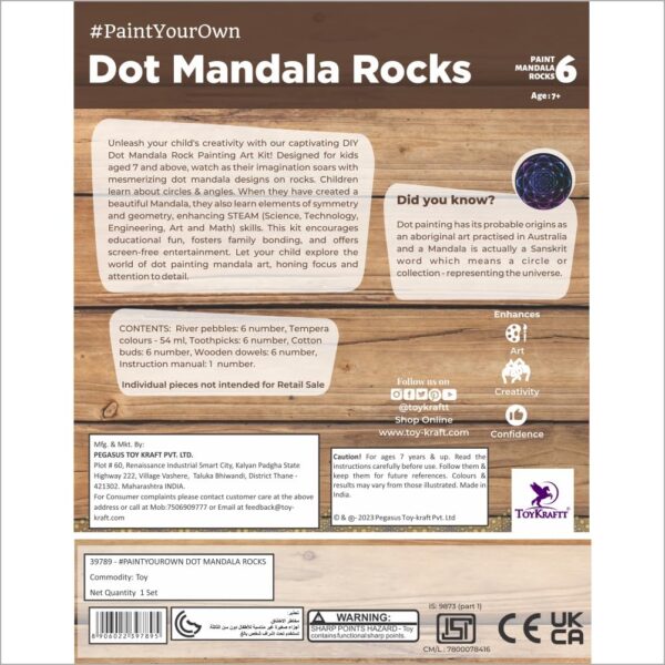 TOYKRAFTT Stone Rock Painted Dot Mandalas Painting Kit for Kids| Mandala Art Kit for Kids Gift for Boys Girls Age 8 to 12 Years Old Multicolor - Image 8