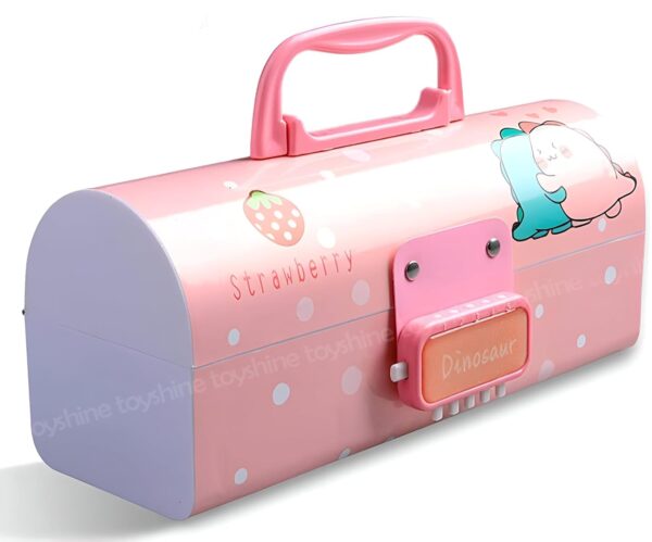 Toyshine Pencil Box With Code Lock Pen Case Large Capacity Multi-Layer Multi-Function Storage Bag Secret Compartment Pencil Box - Dino Multi - Plastic, Multicolor - Image 2