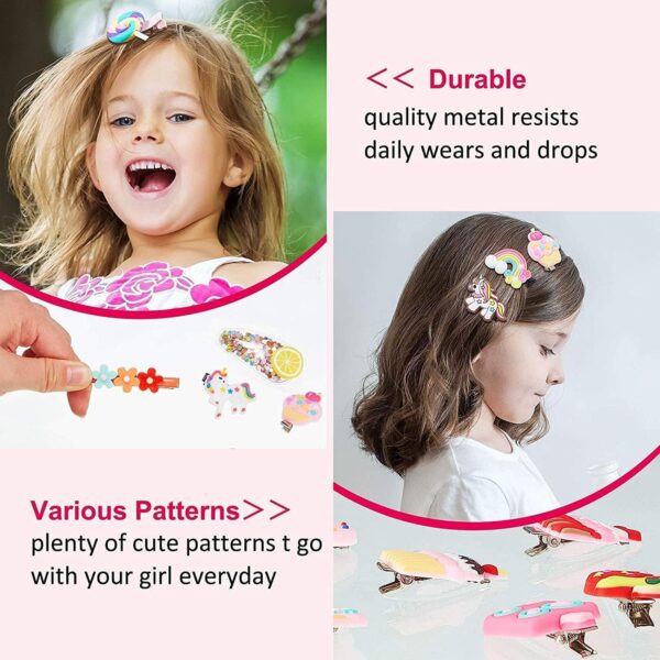 Wazdorf Girls Hair Pins with Clear Bag, Baby Hair Clips Cute Cute Fruit Cartoon Animal Hair Pin for Kids Hair Clip for Women Girls Hair Accessories (PINK) - Image 7
