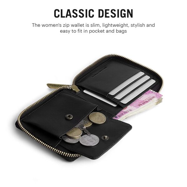 DailyObjects Women's Zip Wallet | Made with Vegan Leather Material | Carefully Handcrafted | Holds up to 8 Cards | Slim and Easy to Fit in Pocket | Coin Pocket with Button Closure - Image 4