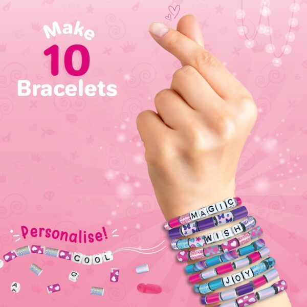 Imagimake Spin n Pop DIY Bracelet Making Kit| Patented Electric Bracelet Maker for Kids 8-12| Create 10 Unique Bracelets with Shiny Foil Beads, Alphabet Beads & Clasps|for Girls & Teens, Blue & Green - Image 7