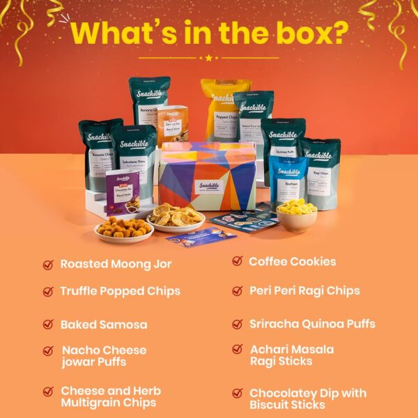 Snackible Bestselling Snacks Box | Box of 10 Healthy Snacks | Healthy Gift Box | No Maida & No Refined Sugar | Best Gifting Option | Corporate Gifts | Gourmet Snacks - Image 3