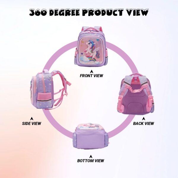 Elios School Bag for Girls Age 3 to 6 Years Ideal for Preschool Nursery and Grade 1 to 3, High Desnity Nylon, Large Capacity Backpack Birthday Rakhi Gift for Kids - Image 10
