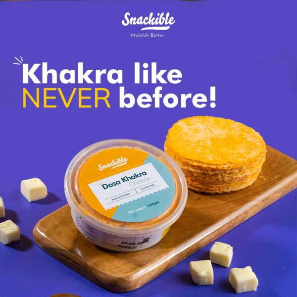 Snackible Cheese Dosa Khakra (Pack of 3) - 100gm | Healthy Snack | Millet Snack| No Palm Oil | High Fibre Snack | Zero Transfat | Zero Cholestrol | Healthy Khakra - Image 4