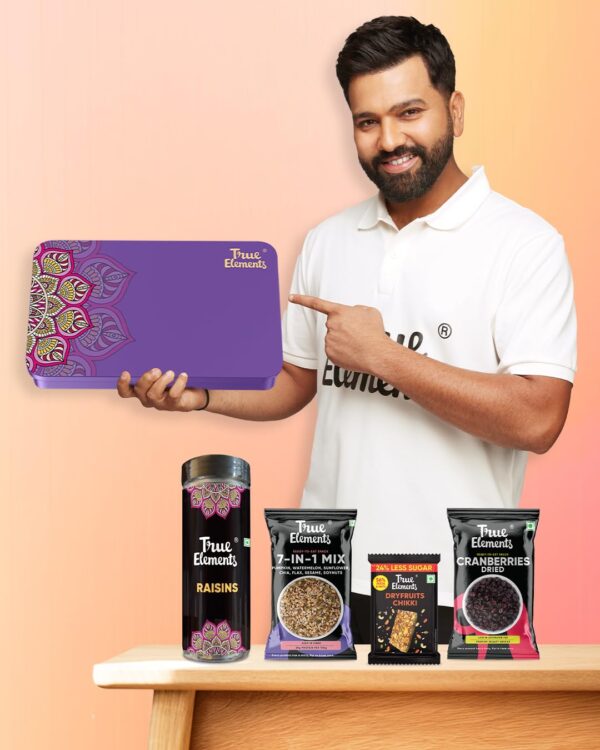 True Elements Festive Gift Hamper 330gm - Diwali Gift | Dry Fruit Gix Box | Celebration Box | 8 Gift Items - Premium Berries & Nuts | Gourmet Delight Diwali Hamper - Image 2