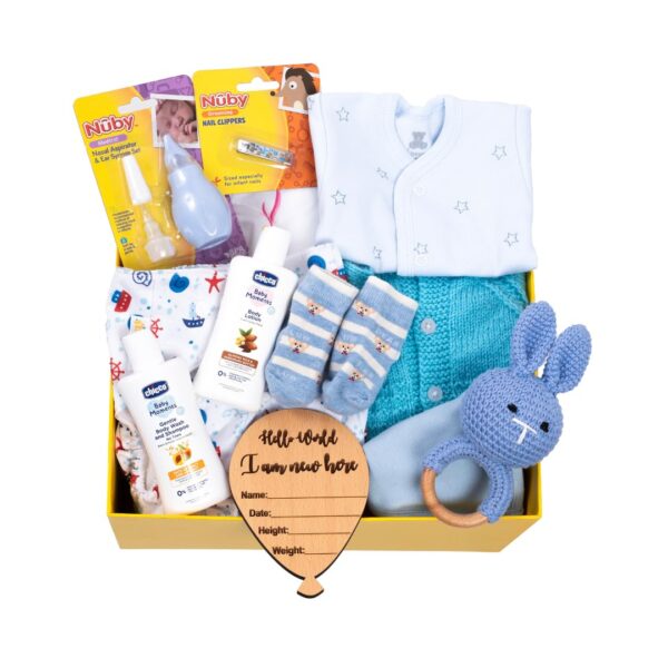 The Baby First Box Newborn Baby Essential Kit-25 Items (Winter Kit For 0-3 Months Baby Boy) Newborn Hamper Gift Set|Baby Gifts|New Born Baby Winter Clothing Gift Set (Wb1),Multi Colour - Image 5