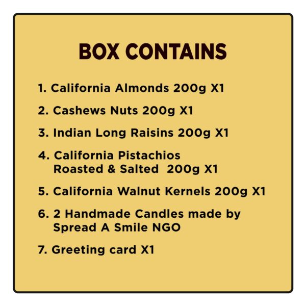 Nutty Gritties Platinum Hamper Premium Dry Fruits Gift Box 1kg | Candle Pack of 2 | California Almonds 200g, Cashews Nuts 200g, Indian Long Raisins 200g, Roasted Salted Pistachios 200g, California Walnut Kernels 200g | Healthy Gourmet Snacks I Gift for Family| Friend | Corporate - Image 10