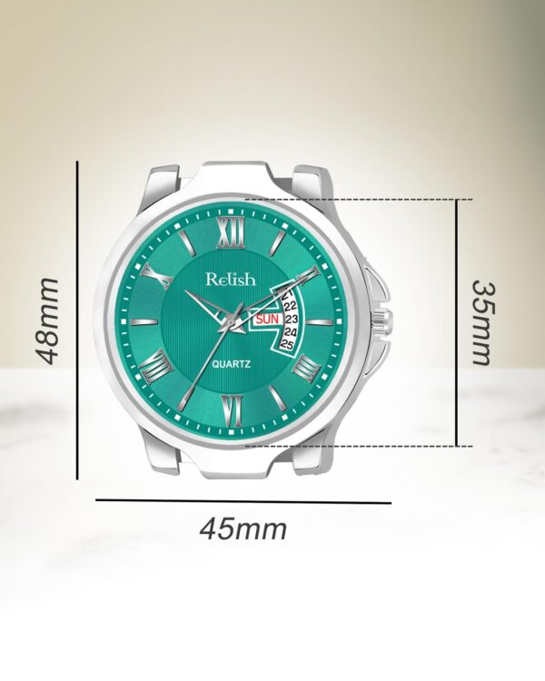 Relish Men's Green Analog Watch, Black Leather Strap | Gift Hamper for Brother, Husband & Boyfriend - Stylish & Durable - Image 8