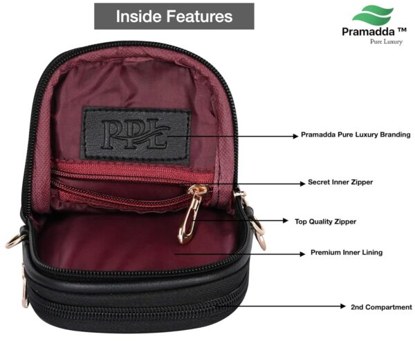 Pramadda Pure Luxury Black Leather Sling Bag For Women Stylish | christmas gift for women | new year gift hampers | christmas gifts for friends & Family. - Image 6