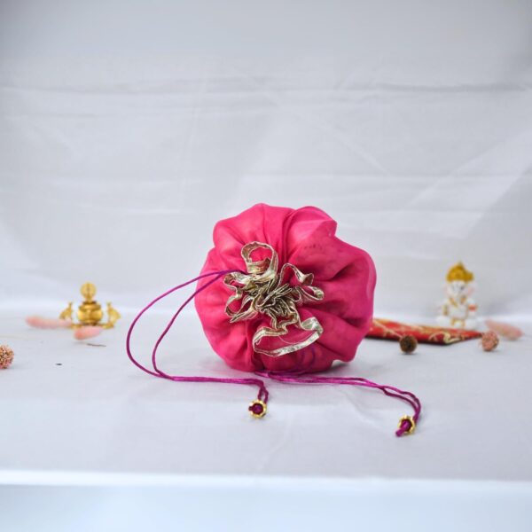 Lushure Large Pack of 10, 20, 50) Organza Double Layer Drawstring Potli Bag for Return Gift | Gift Hamper | Shagan - Pink - Size-30X30CM(Open) (50) - Image 5