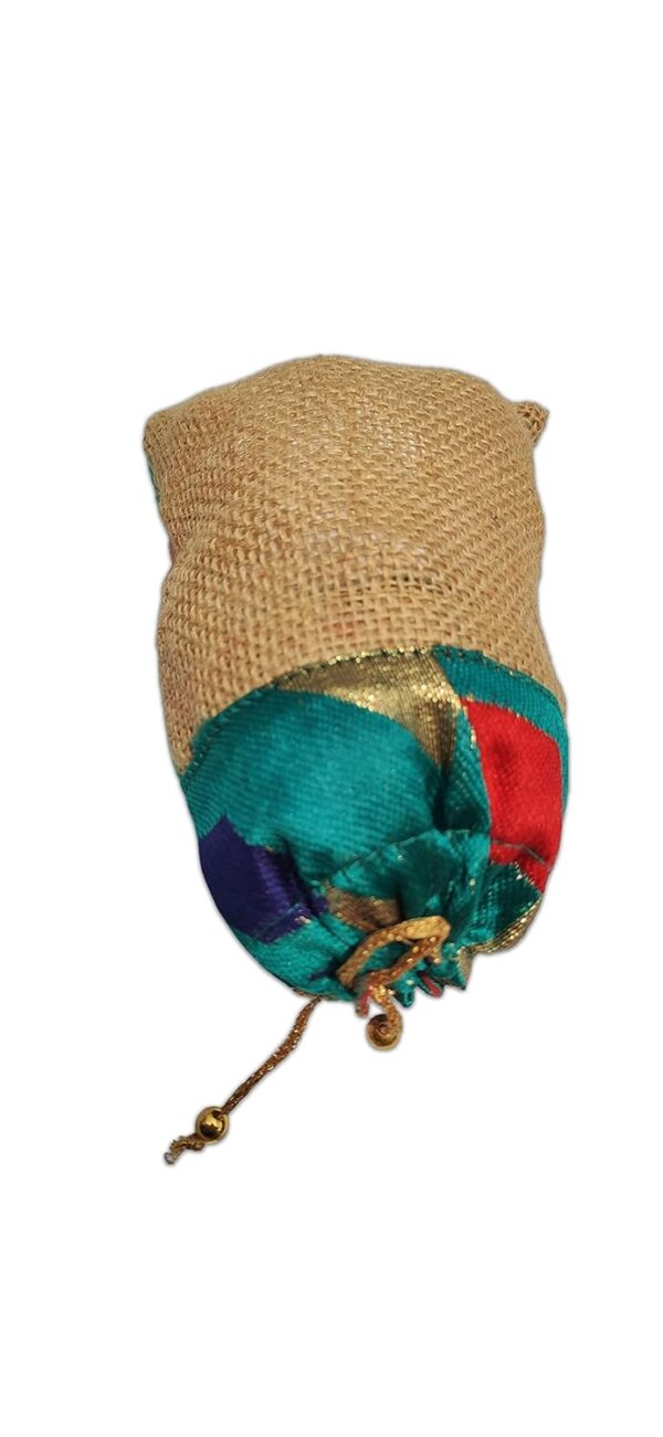 Women's Wrap Shape Jute Potli with Puppets Decoration - Image 5