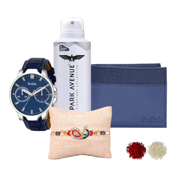 Relish Raksha Bandhan Gift Combo Set Watch, Wallet, Cardholder, Deo for Brother, Bhaiya, Rakhi, Wishing Card with Gift Box (Choose Any One Combo Gift) - Image 2