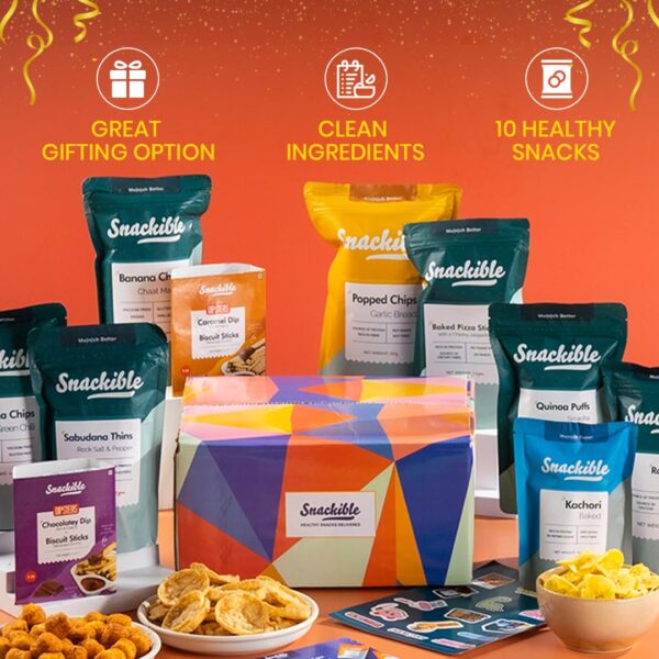 Snackible Bestselling Snacks Box | Box of 10 Healthy Snacks | Healthy Gift Box | No Maida & No Refined Sugar | Best Gifting Option | Corporate Gifts | Gourmet Snacks - Image 6